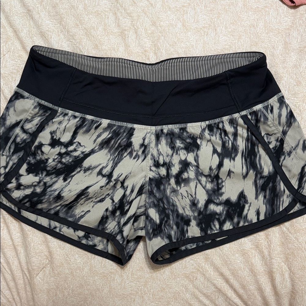 lululemon athletica Black and Gray Tie-Dye Athletic Shorts
